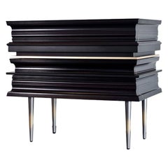 Contemporary Pair of Nightstands with a Dark and Silver Moldings by Luis Pons