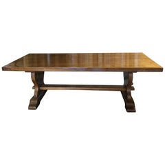 Long Character Rich French Oak Trestle Farm Table