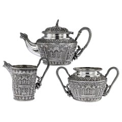 19th Century Indian Solid Silver Swami Tea Set, P. Orr & Sons, Madras circa 1880