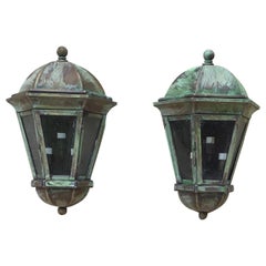 Pair of Handcrafted Solid Brass Wall Lanterns
