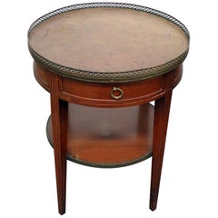Tavolo Bouillotte con piano in pelle in stile Regency