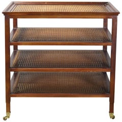 Late 20th Century Mahogany and Cane Etagere Side Table