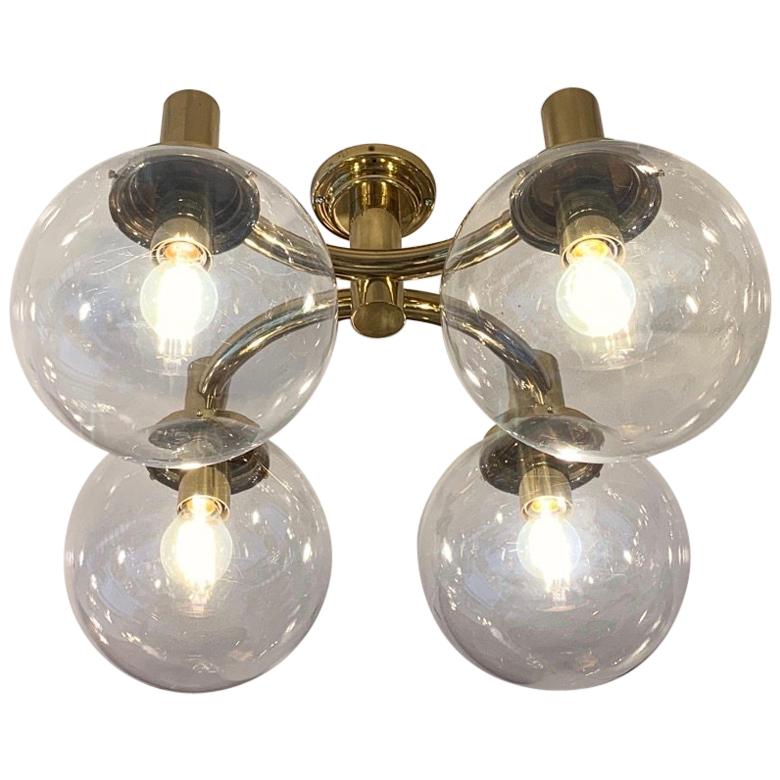 Limburg Brass and Glass Flush Mount Lamp For Sale