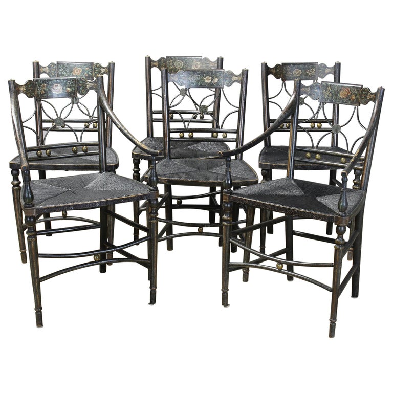 Set Of 6 Early 19th Century American Fancy Dining Chairs For