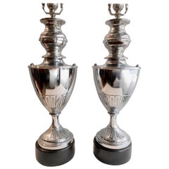 Pair of Nickel-Plated Table Lamps