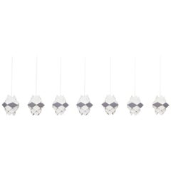 1950s White, Grey Metal Set of Seven Ceiling Lamps by Preben Dahl