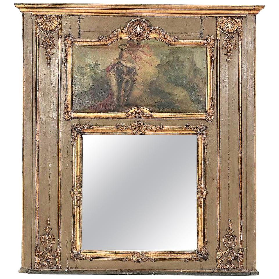 Louis XVI Paint and Giltwood Trumeau with Oil Inset of King