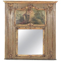 Louis XVI Paint and Giltwood Trumeau with Oil Inset of King