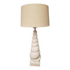 Sirmos Midcentury Coastal Chic Plaster Auger Shell Table Lamp