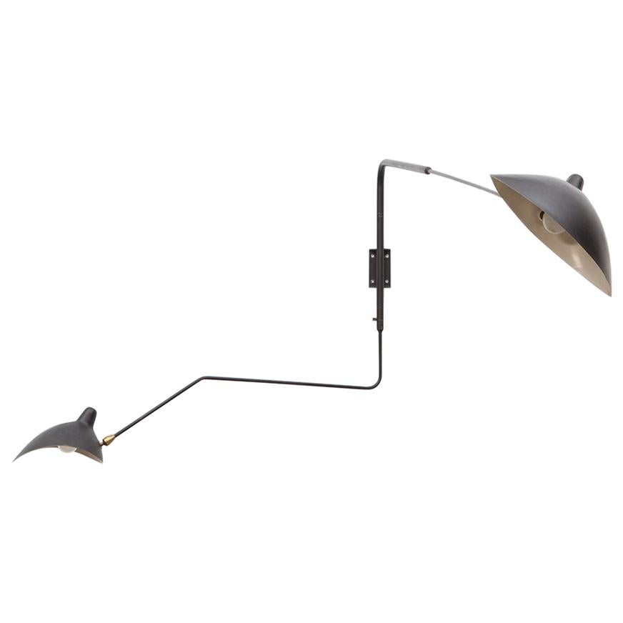 1950s Black Lacquered Metal Wall Lamp by Serge Mouille