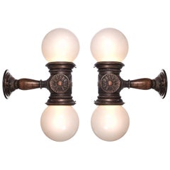 Pair of Early Bronze Elevator Sconces