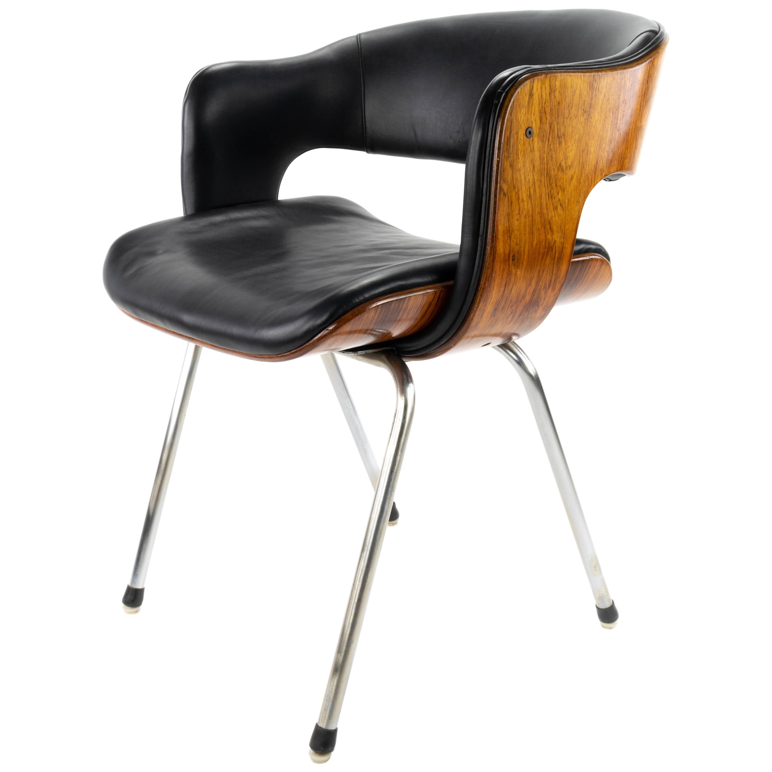 Black Leather and Rosewood Oxford Chair by Martin Grierson for Arflex, 1960