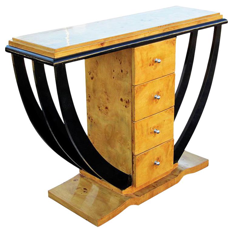 Burled Wood Art Deco Style Console Table at 1stDibs