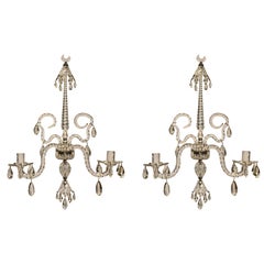 Pair of 18th Century Georgian Crystal Wall Sconces