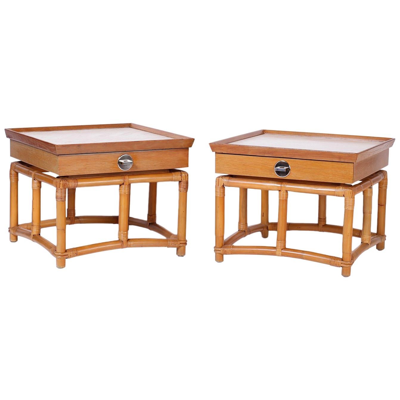 Pair of Midcentury Bamboo End Tables