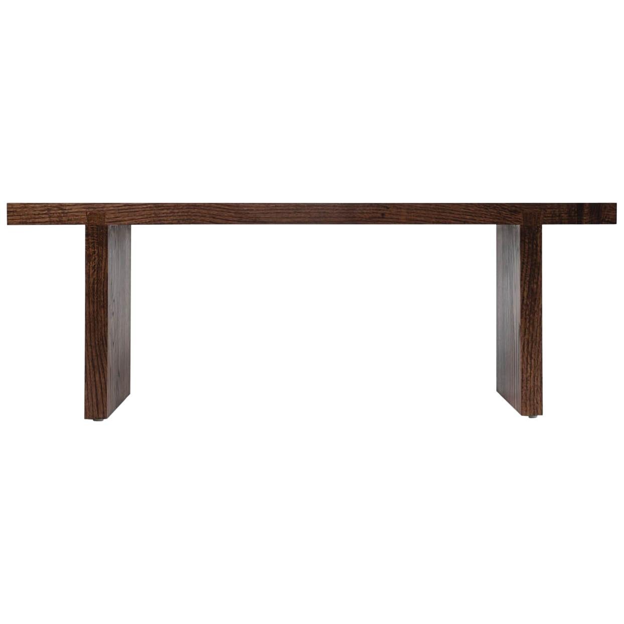 Entryway Bench in Solid Oak - Asian Style Wood Bench - Dark Oak Wood Foot of Bed For Sale