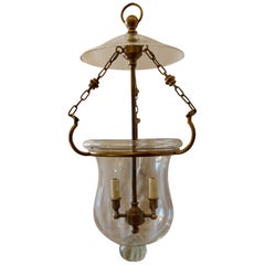 Handsome Blown Glass Bronze Bell Jar Lantern 2-Light Fixture Vaughan England