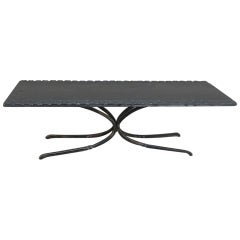 Art Deco Wrought Iron and Carved Slate Coffee Table