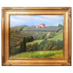 Arthur Egeli Oil Painting on Canvas, Tuscan Landscape, 20th Century