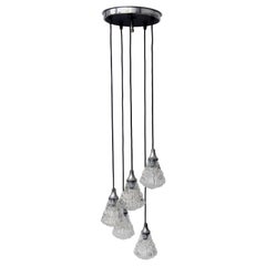 Midcentury glass chandelier, 1960s 