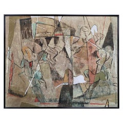 Large Midcentury Abstract Painting of Horses
