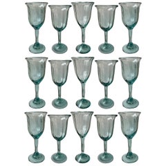 Set of Fifteen Mexican Hand Blown Wine Glasses