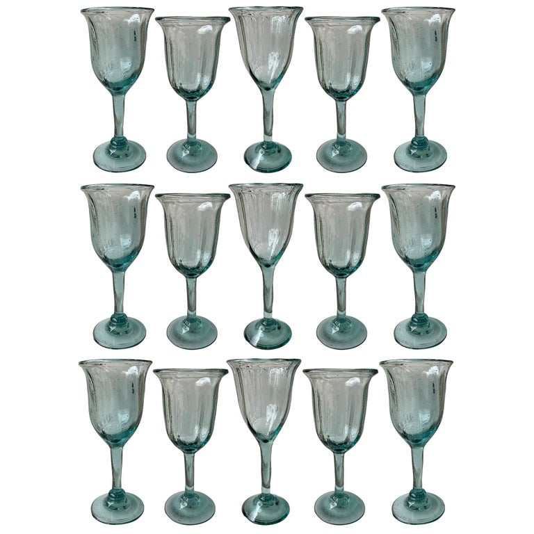 Set of Fifteen Mexican Hand Blown Wine Glasses at 1stDibs mexican