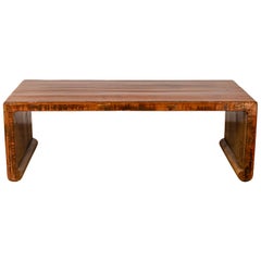 Chinese Antique Wooden Waterfall Coffee Table with Distressed Lacquered Patina