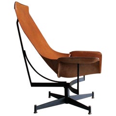 Leather and Steel Lounge Chair by William Katavalos