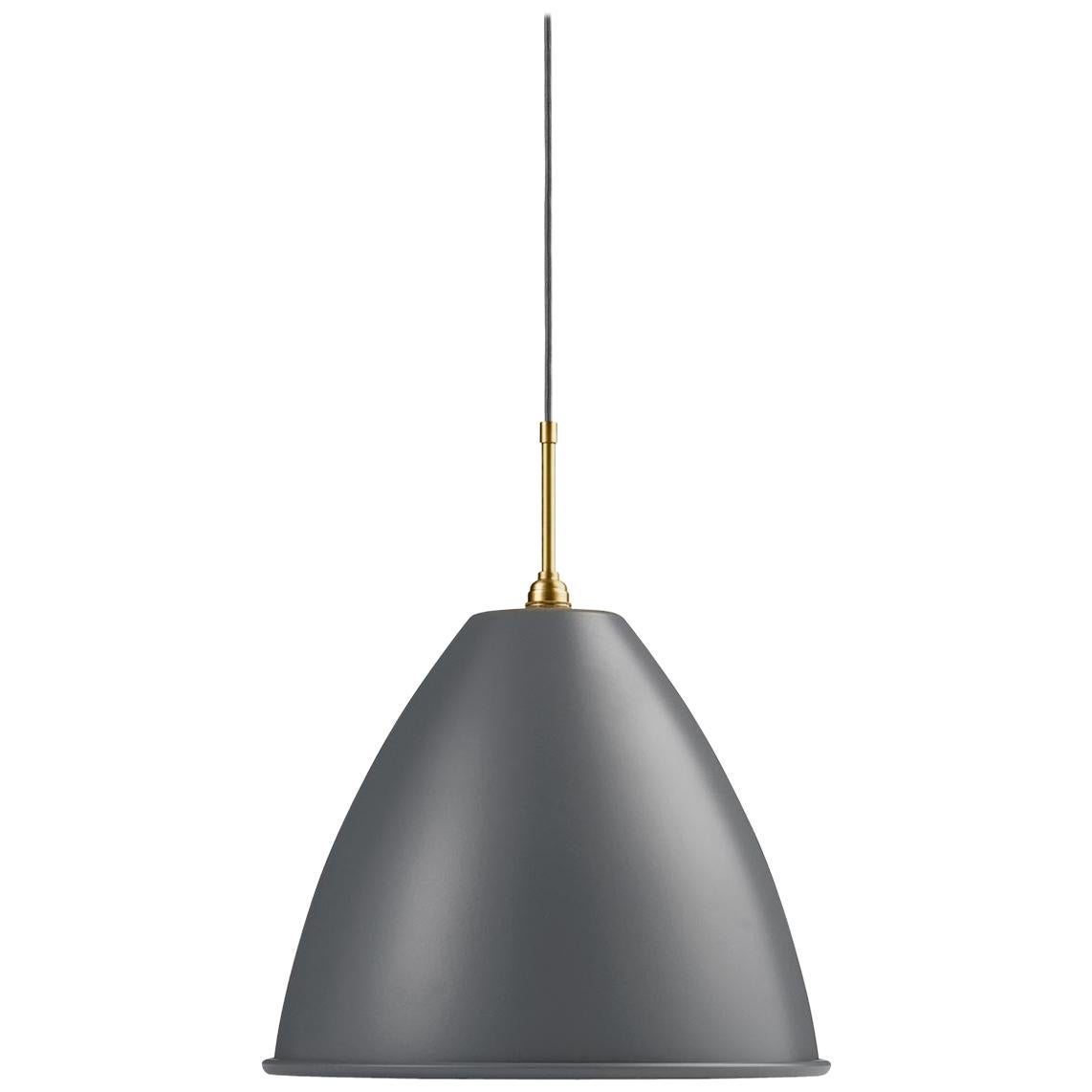 BL 9 Pendant - Brass Base, Large, Grey For Sale