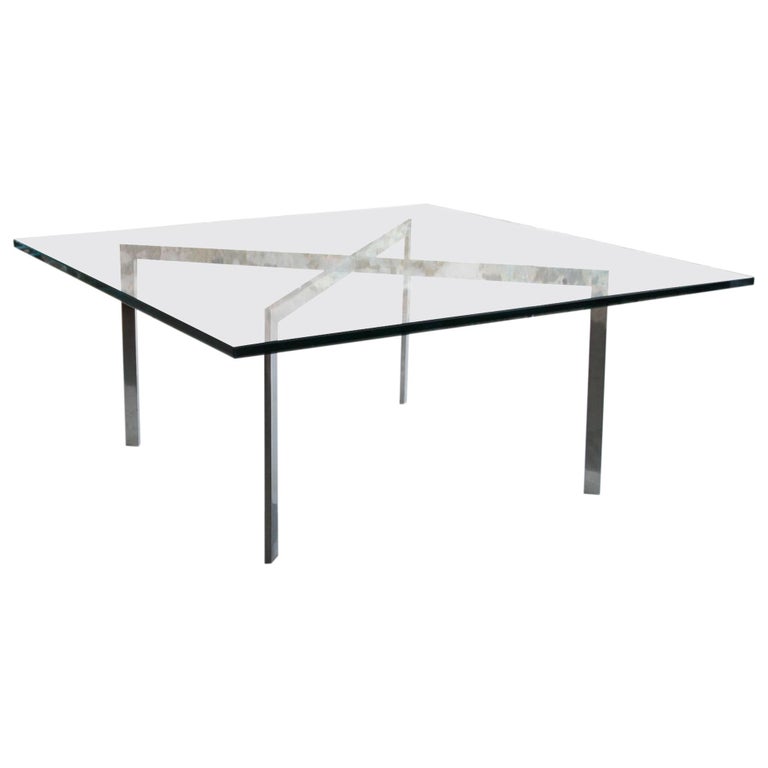 Mies Van Der Rohe for Knoll Glass and Chrome Coffee Table at 1stDibs