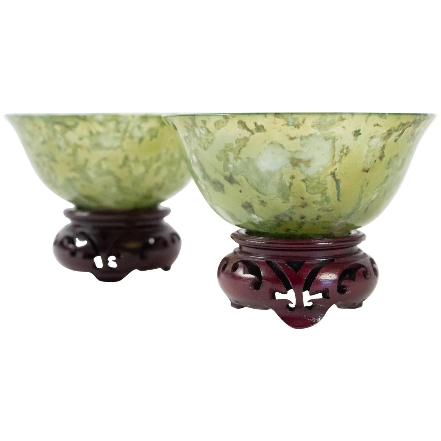 Pair of Bowenite Cups, Asian Art, Antiquity, Mid 20th Century, China