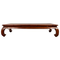 Chinese Vintage Large Coffee Table with Bulging Chow Legs and Walnut Patina