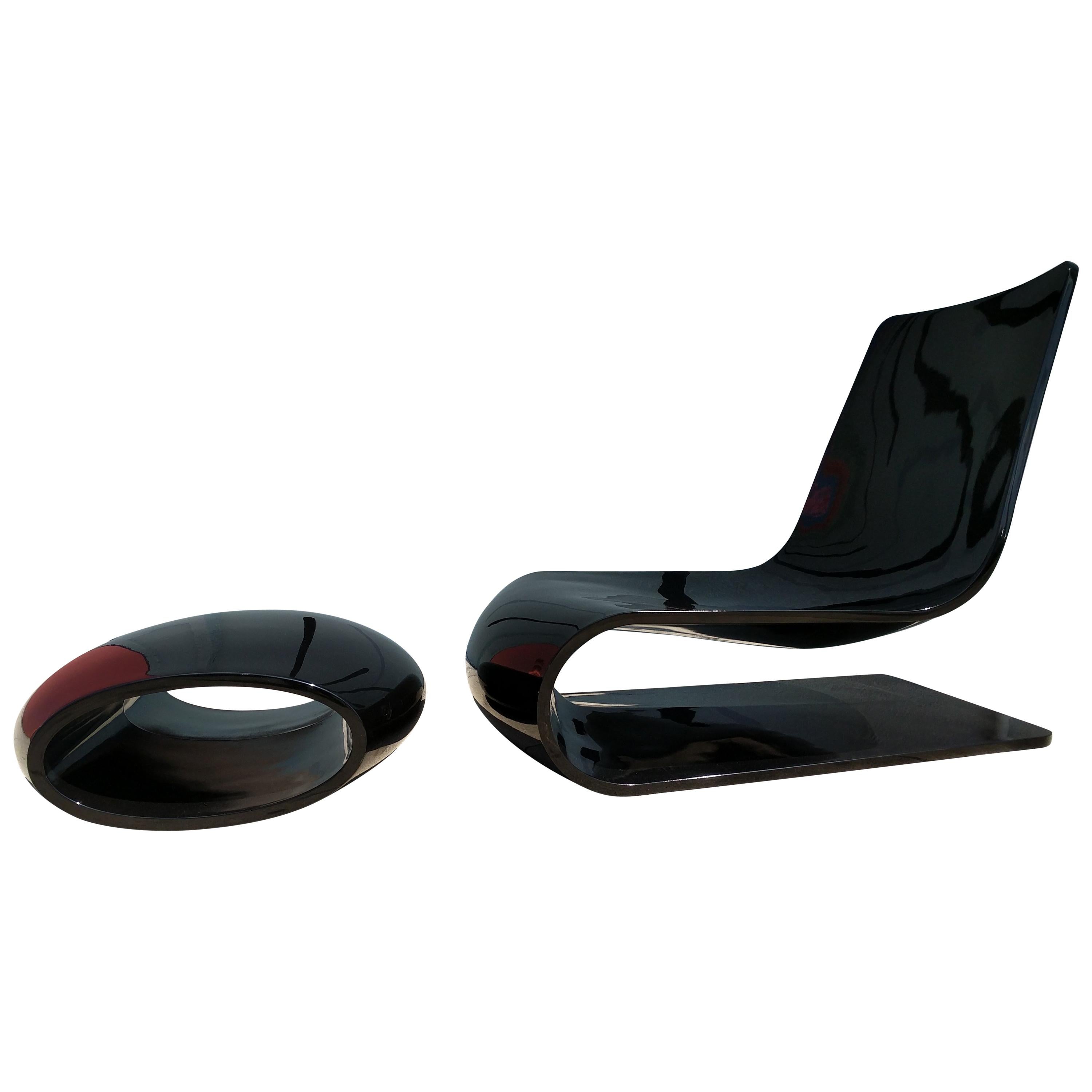 Porro Nouvelle Vague Lounge Chair and Ottoman by Christophe Pillet Made in Italy For Sale