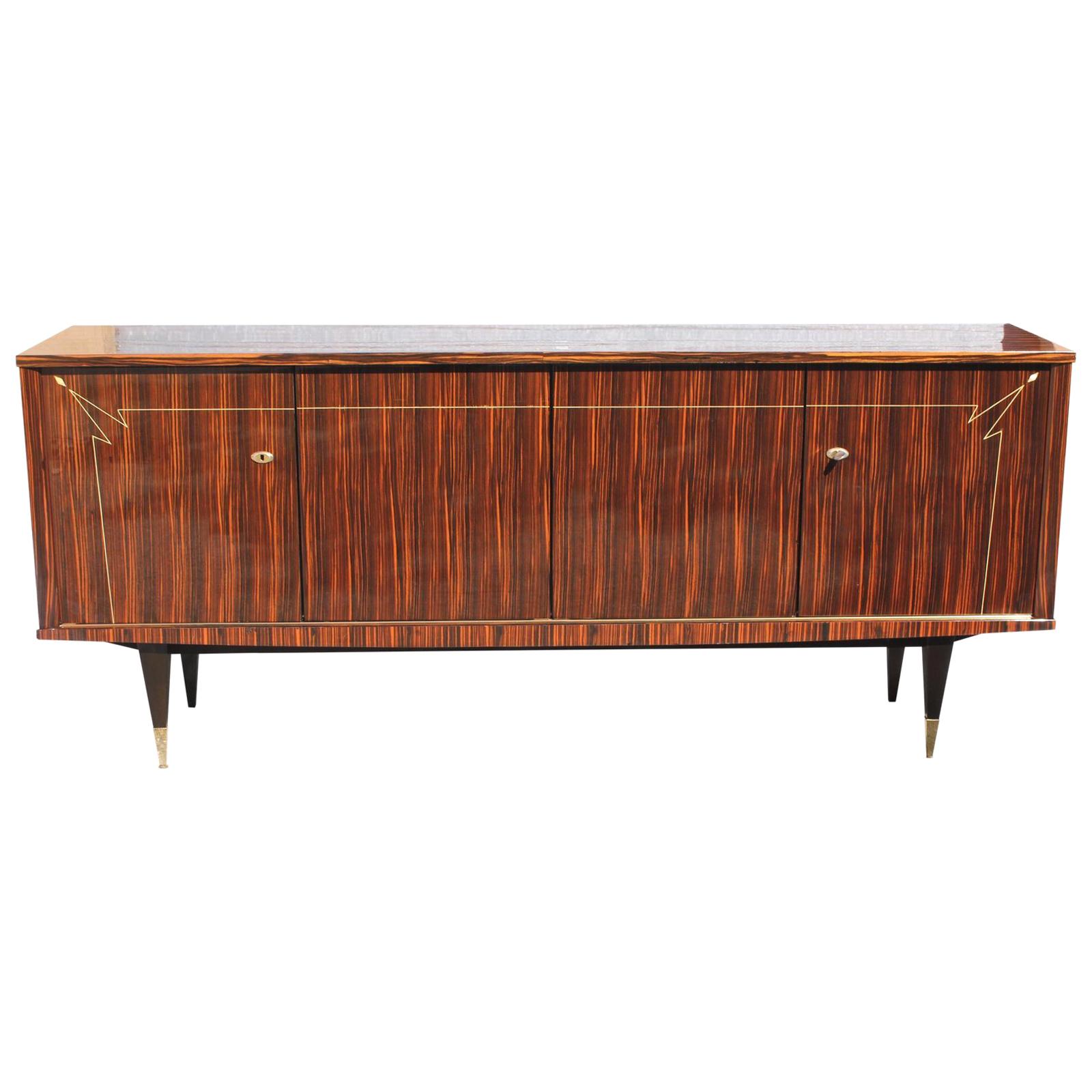 French Vintage Exotic Macassar Ebony Sideboard or Buffet, circa 1940s
