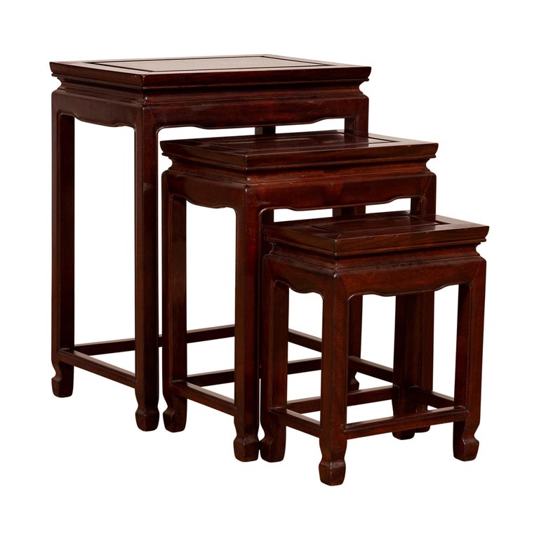 Set of Three Vintage Chinese Rosewood Nesting Tables with Dark Patina For  Sale at 1stDibs | chinese nesting tables, asian nesting tables, chinese nest  of tables
