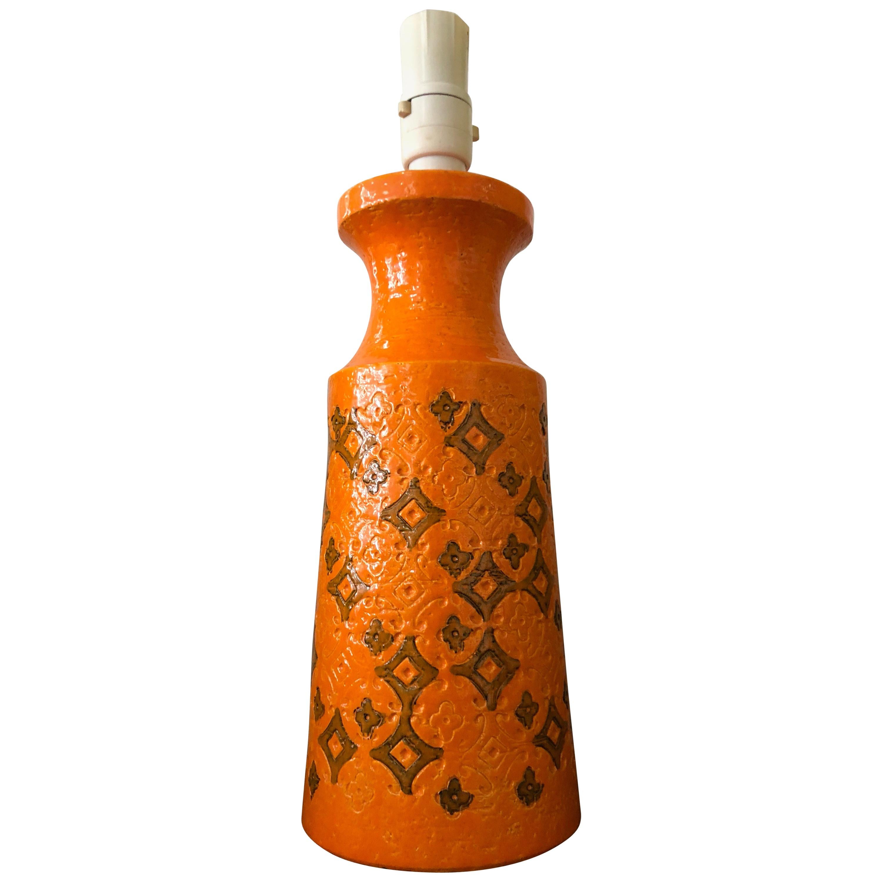 Mid-Century Modern Orange Bitossi Ceramic Lamp For Sale