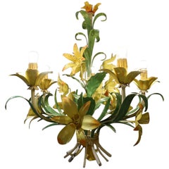 Colourful Floral Vintage French Iron Chandelier