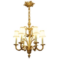 Louis XV Style Chandelier in Gold Gilt Bronze with its Original Shades