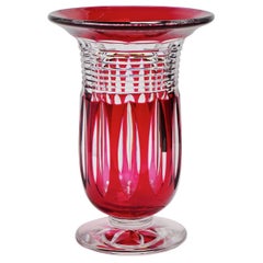 Art Deco Val Saint Lambert Antar Red Crystal Vase by Joseph Simon