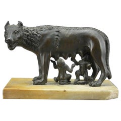 Antique Grand Tour Bronze of the Capitoline Wolf Suckling Romulus and Remus