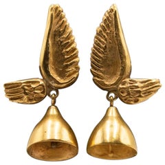 Vintage Line Vautrin, France, "Les Cloches Ailées" "Winged Bells" Bronze Earrings