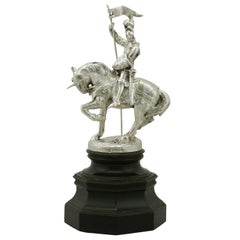 Antique George v Sterling Silver Presentation Table Knight on Horseback