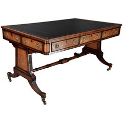 Fine Example of a Regency Style Six-Drawer Oak Writing Table