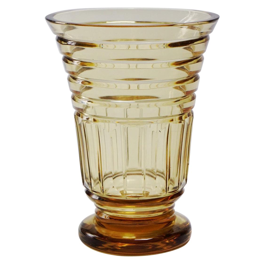 Art Deco Val Saint Lambert Topaze Crystal Vase For Sale