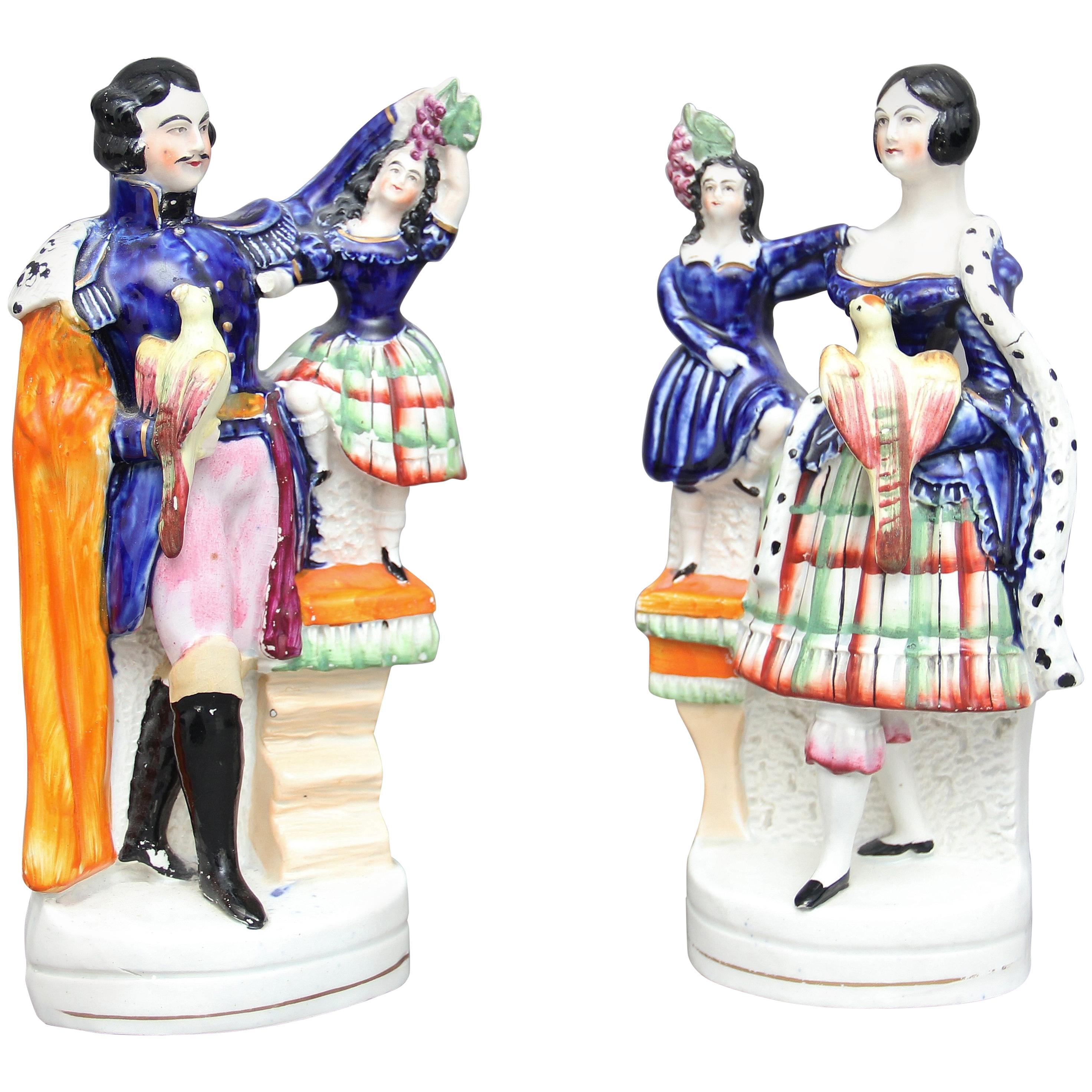 Rare pair of 19th Century Staffordshire figures