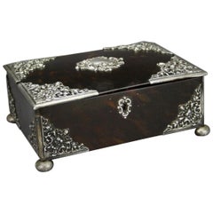 Victorian Tortoiseshell and Silver-Mounted Jewelry Casket