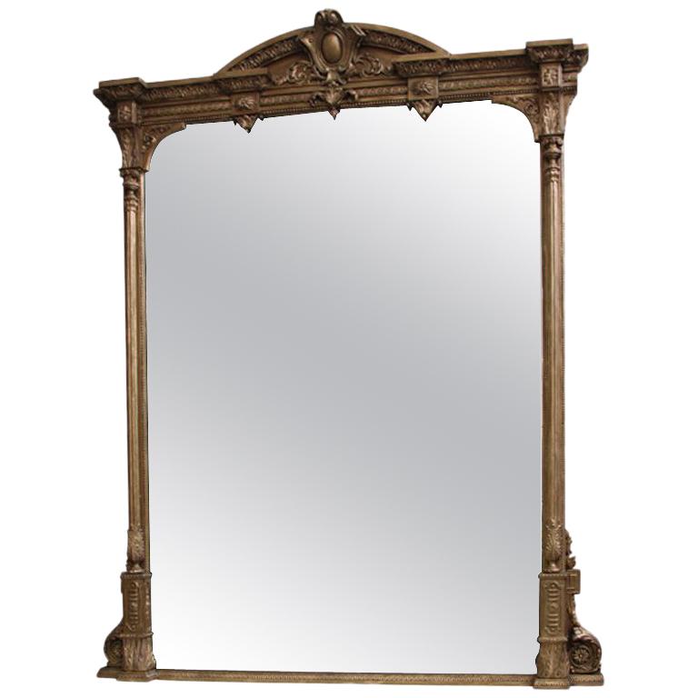 Victorian Giltwood Overmantel Mirror, Victorian Overmantle Mirror White Beard