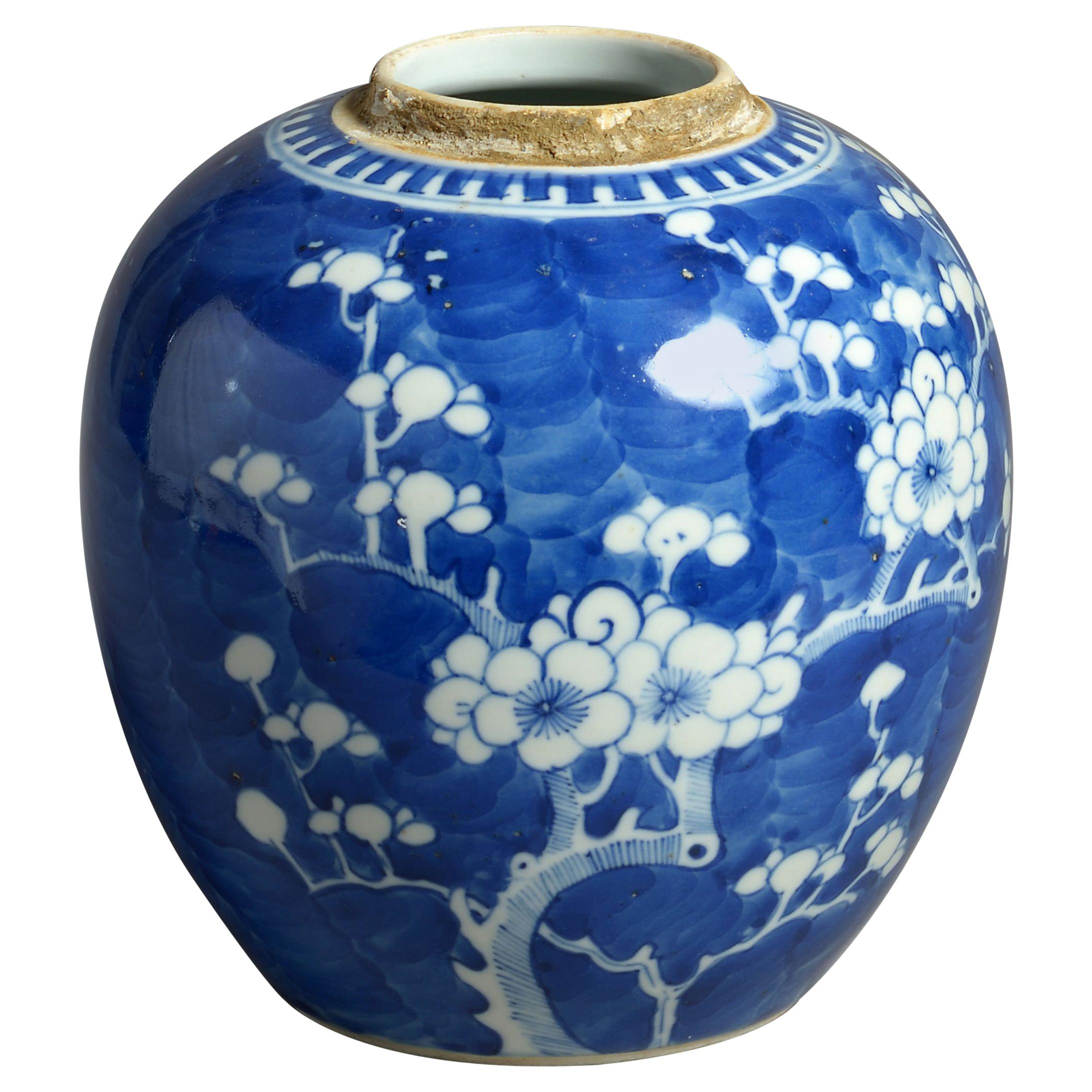 19th Century Blue and White Porcelain Jar