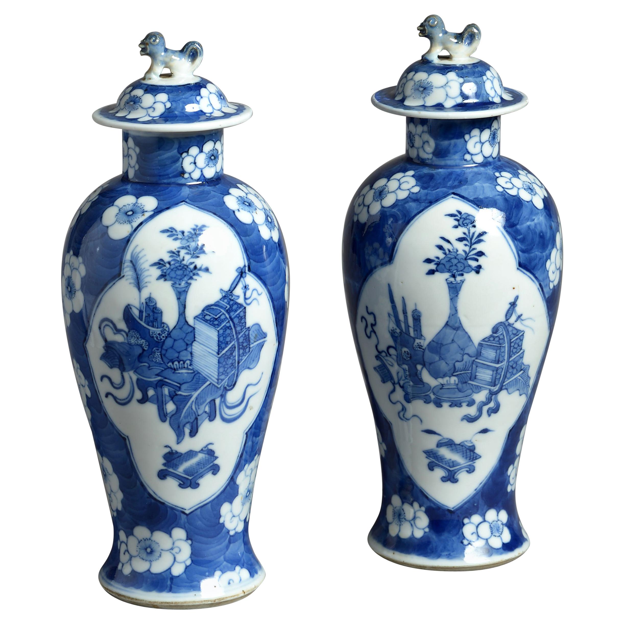 19th Century Pair of Blue and White Porcelain Vases